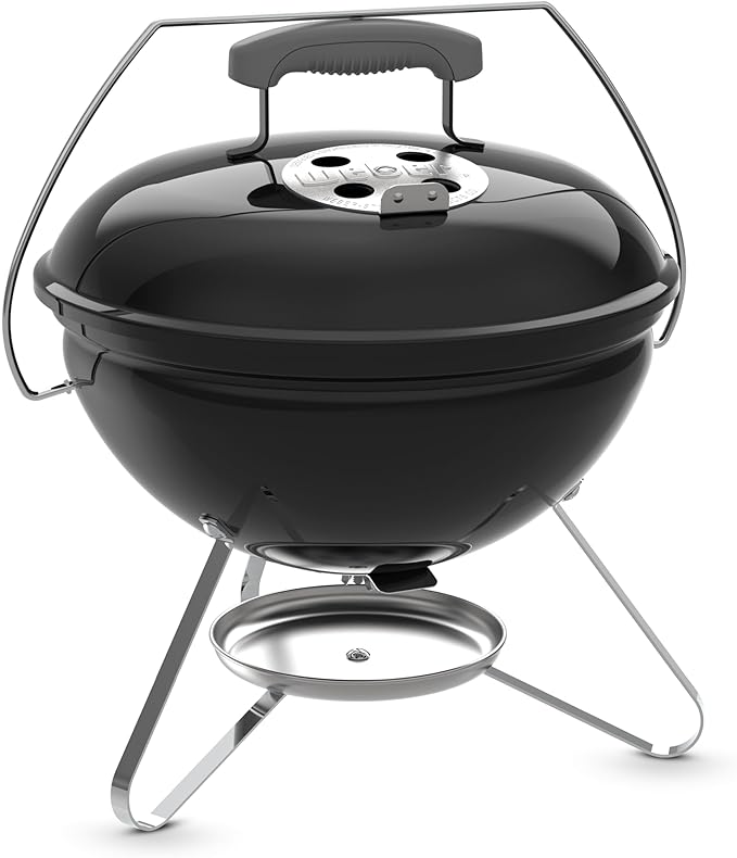 Weber Smokey Joe 14" Charcoal Grill – Portable Compact Charcoal BBQ Kettle with Tuck‑N‑Carry® Lid Lock & Durable Porcelain‑Enameled Finish for Outdoor Cooking