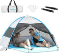 Large 3-4 Person Beach Tent - UPF 50+ Anti-UV, Easy Setup with Extended Floor & Mesh Windows, Portable for Camping Fishing