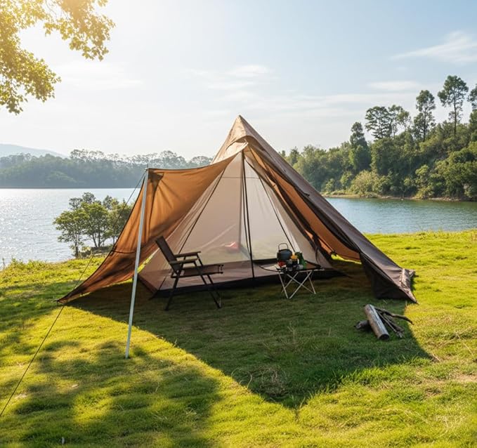 Camping Hot Tent with Wood Stove Jack Winter Teepee Tent 4 Season Backpacking Tent for Survival Hunting Military Fishing