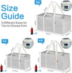 LHZK Standing Extra Large Utility Tote Bag with Metal Wire Frame and the Sides Rinforced, Extra Large Tote Bag with Handle, Reusable Grocery Bags Foldable, Beach Bag, Car Tote (Gray)