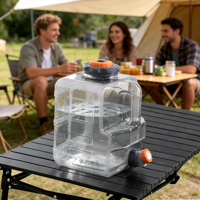 RedSwing 3.2 Gallon BPA Free Water Container, Portable Water Storage Tank with Spigot for Outdoor Camping Travel Hiking, PC Food Grade Thickened Bucket, Grey, 12L
