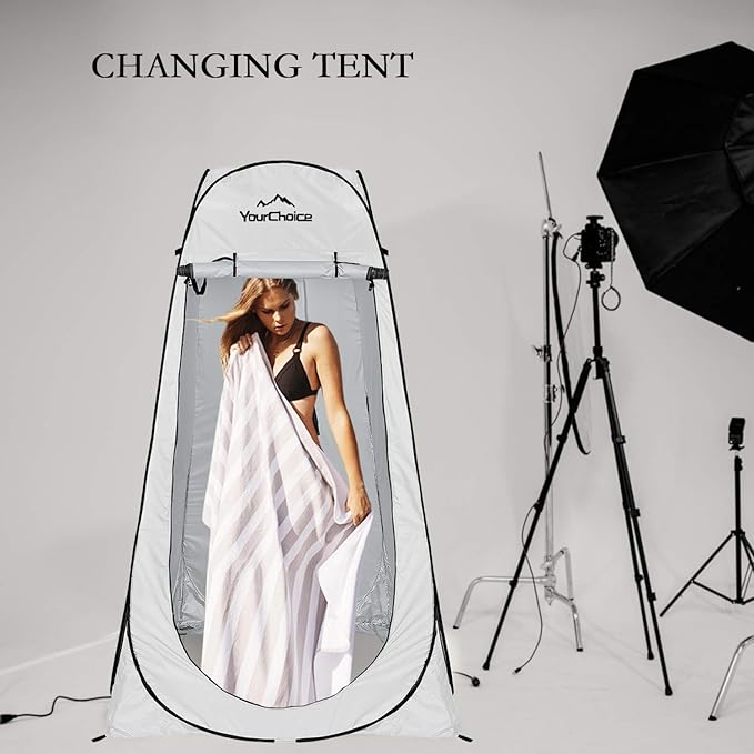 Your Choice Pop Up Privacy Shower Tent, 3.9 x 3.9 x 6.2FT Portable Camping Changing Room, Instant Setup Outdoor Shelter with Silver Coating, Vent Window & Carry Bag for Beach, Hiking & RV | Portable, for Camping, Beach, Hiking, with Carry Bag, Quick Setup