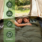 0 Degree Double Sleeping Bag for Adults Queen Size 2 Person Sleeping Bag for Cold Weather with Compression Sack for Car Camping, Hunting and Tent Camp