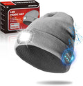 Gifts for Men, Rechargeable Bluetooth Music Unisex Beanie Hat with Light, Valentines Day Gifts for Him, Birthday Gifts for Men, Women, Grey