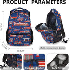 Custom Boys Backpack, 3 in 1 Fire Truck School Backpacks Matching Combo for Kindergarten Preschool, Personalized Name Durable Truck Bookbag and Pencil Case Bundle for Kids Toddlers
