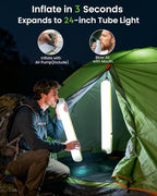 2 Pack Inflatable Solar Camping Lantern - USB-C Rechargeable LED Light Tube with 2000mAh Power Bank, IP66 Weather-Resistant Collapsible Tent Lamp for Power Outage, Hiking, Survival Kits(Green)