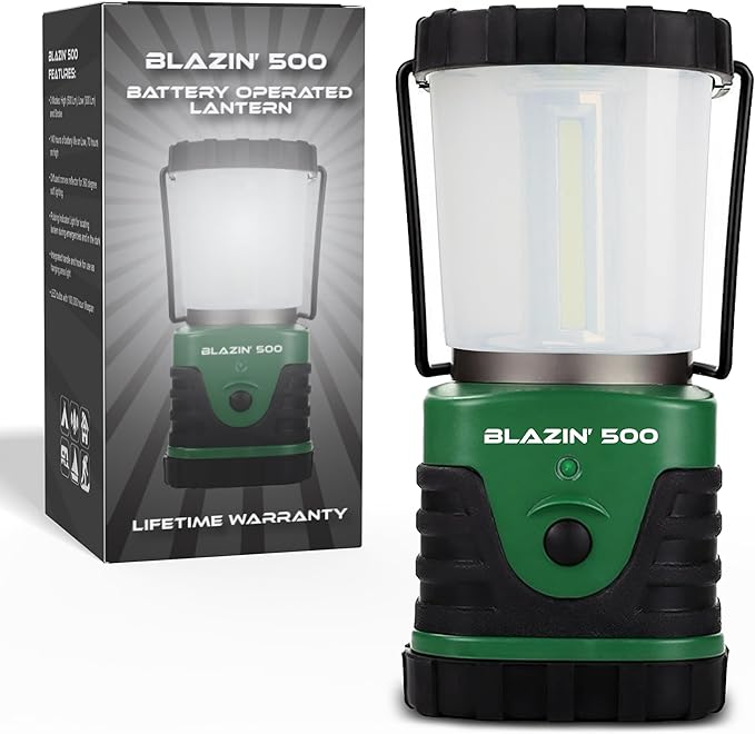 Blazin Ultra Bright Camping Lantern - Waterproof, Portable & Lightweight, 500 Lumens Battery Operated Camping Light - Ideal for Camping, Hurricane, Power Outages & Emergencies