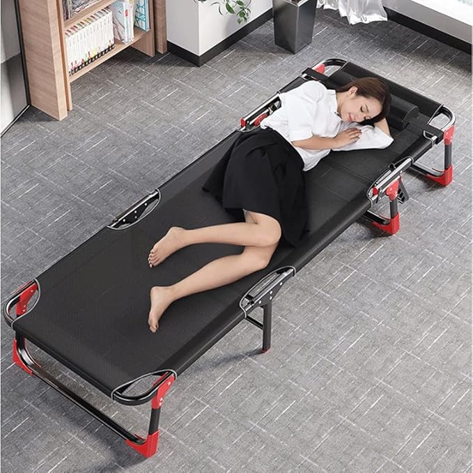 Camping Cot Bed Non-Slip Foot Pad Folding Camping Cot, Heavy Duty Collapsible Foldable Bed for Kids Adults with Non-Slip Foot Mat Comfortable for Outdoor&Indoor