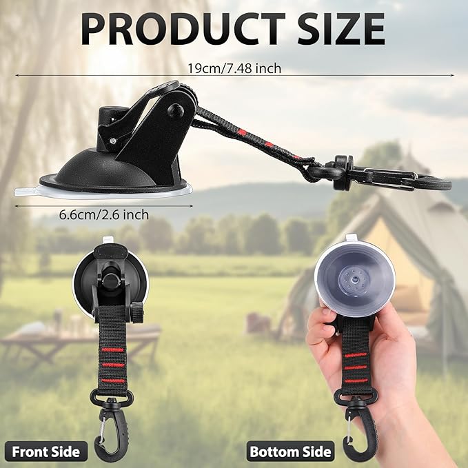 Maitys Heavy Duty Suction Cups with Hooks Tie Down Strong Suction Cup Anchor Car Camping Accessories Vacuum Outdoor Hanging Hooks for Car Boat Awning Camping Tent Trap