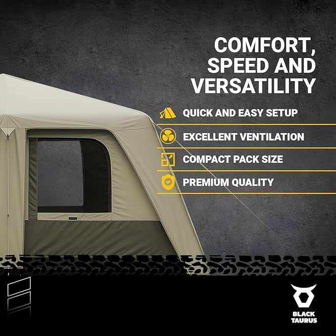 Turbo Heavy-Duty Camping Tent – Quick-Setup 4-Season Family Tent with Waterproof 150D Shell & Instant Frame – Choose Capacity (HD 300/HD 450) & Color
