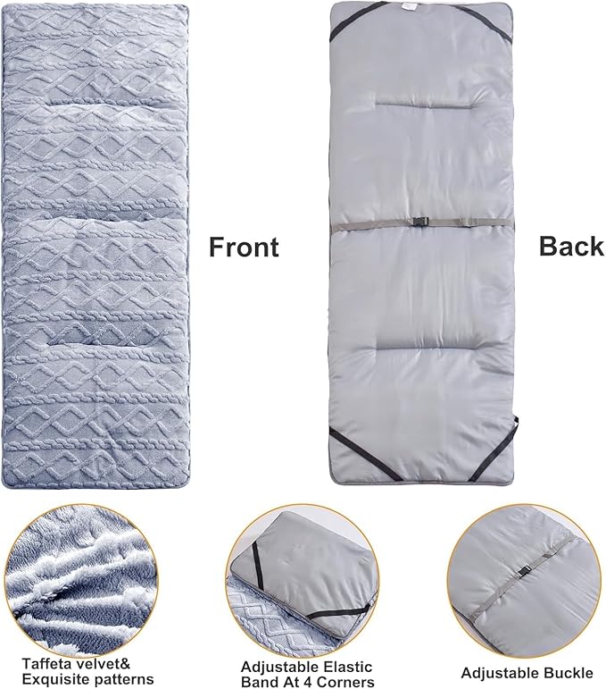 Folding Camping Cot Pad - Portable & Comfortable Outdoor Sleeping Mat with Elastic Strap, Lightweight Waterproof Bottom Mattress Pad