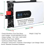 Inverters 6000W 12V/24V/48V/60V/72V DC to 110V/220V AC Voltage Converter for Home RV Truck Car Camping Solar, with Socket