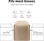 Tissue Box Cover, Tclouda, Modern PU Leather Square Tissue Box Holder for Creative Decorative, Ideal for Bathrooms/Office/Car/Nightstand/Outdoor Tent/Dining Table, 5"X5"X5", Single Beige