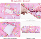 Kids Nap Mat Portable Slumber Bags with Removable Pillow and Blanket for Girls Boys, Lightweight Extra Large Sleeping Bag for Preschool Camping Daycare