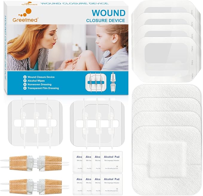 Emergency Wound Closure Strips - 16 Pack Laceration Closure Kit with 2 Types Zip Stitch Butterfly Bandage Sutures Kit - Painless, Stitchless Wound Repair for First Aid, Hiking, Camping & Home