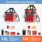 16 L Insulated Lunch Bag for Men Women, Double Deck Tactical Cooler Lunchbox with Leak Resistant Liner, Adjustable Shoulder Strap for Work, Picnic, Hiking, Camping, 12.01" x 8.07"11.47", Black