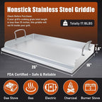 Nonstick Stainless Steel Griddle for Gas Grill Nanoceramic Universal Griddle for Gas Stove Top 25" x 16" Flat Top Plate Cooking Skillet Pan Teppanyaki Camping Outdoor Tailgating Plancha Para Cocinar
