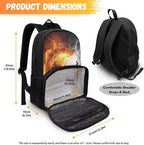 Lunch Backpack for Women Men Work, 17 Inch Insulated Cooler Backpack with Lunch Compartment All In One Meal Bag, Boys School Daypack Bookbag for Travel Casual Office, Fire Flame Soccer