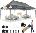 HOTEEL 10×20 Pop Up Canopy Tent UV 50+ and Waterproof, Thickened Frame, Large Space Easy Outdoor Pop Up Canopy for Wedding, Beaches, Parties, Patio (Grey)
