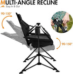 Portal Hammock Camping Chair Heavy Duty 400lbs - Swinging Chair Outdoor with Adjustable Recline & Headrest Pillow, Portable Hammock Swing Chair for Camping Beach Sports Events, Black