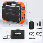 BLAVOR Portable Power Station with 120W Solar Panel, 1600W (Peak 3200W) Solar Generator Built-in Solar Panel, 1024Wh LiFePO4 Battery, 100W USB-C Fast Charge