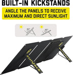SunJack – 60 Watt Foldable Solar Panel, ETFE Waterproof Portable Solar Panel with Kickstands, USB-C PD30W, USB-A QC3.0, DC Output, Solar Panels for Camping, Hiking, Emergency Power