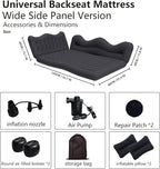 Car Air Mattress, Inflatable SUV Truck Camping Mattress for Back Seat, Thickened Travel Car Bed Sleeping Pad with 2 Round air-Filled Bolster,Air Pump and 2 Pillows (Black)