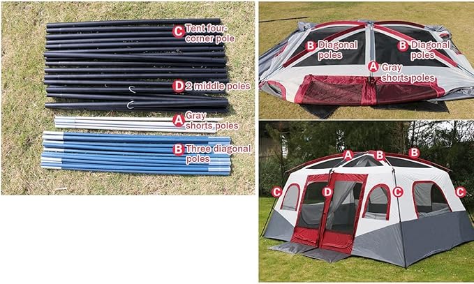 Large Tent Camping Tent 8-12 Person Family Tent 2 Bedroom,Festival Party Essential Big Tent Shelters Waterproof Tent, 4800mm-430x305x203cm