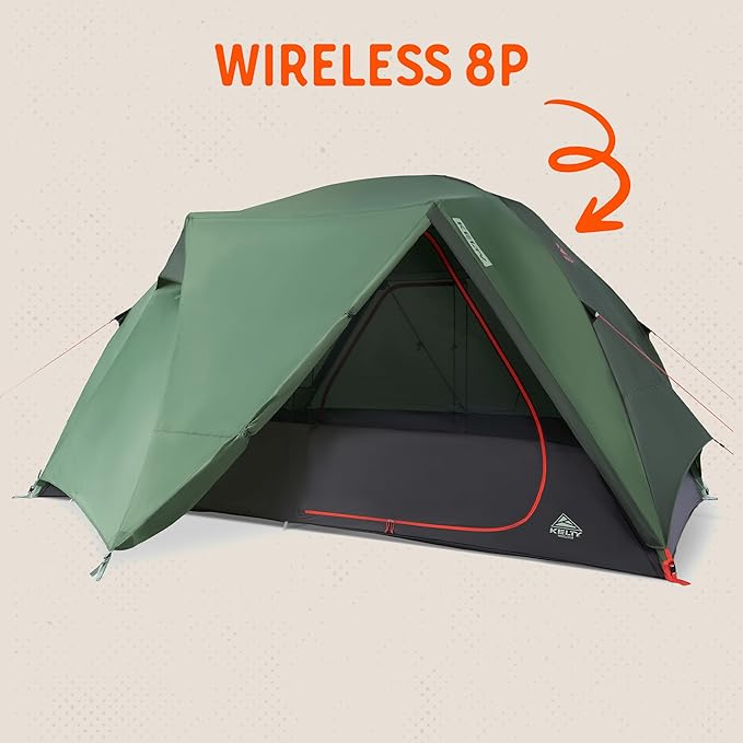 Kelty Wireless Freestanding Camping Tent, 2 4 or 6 Person Size, Huge Interior and Peak Height, Intuitive + Easy to Pitch, Color Coded Setup