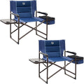 Timber Ridge XXL Oversized Directors Chair 600lbs - Heavy Duty Camping Chair with Cooler Bag & Table, Portable Folding Chair with Wide Seat for Tailgating, Patio, Outdoor - Blue (2 Pack)