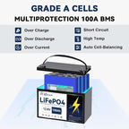 12V LiFePO4 Battery 100Ah 2Pack, 24V Lithium Batteries with 100A BMS,7000+Deep Cycles 12V Lithium Battery,1280Wh Output Power,Support in Series/Parallel,Perfect for RV,Solar, Marine,Camping