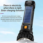 Solar/Rechargeable Multi Function 1000 Lumens LED Flashlight, with Emergency Strobe Light and 1200 Mah Battery, Emergency Power Supply and USB Charging Cable, Fast Charging (8PC)