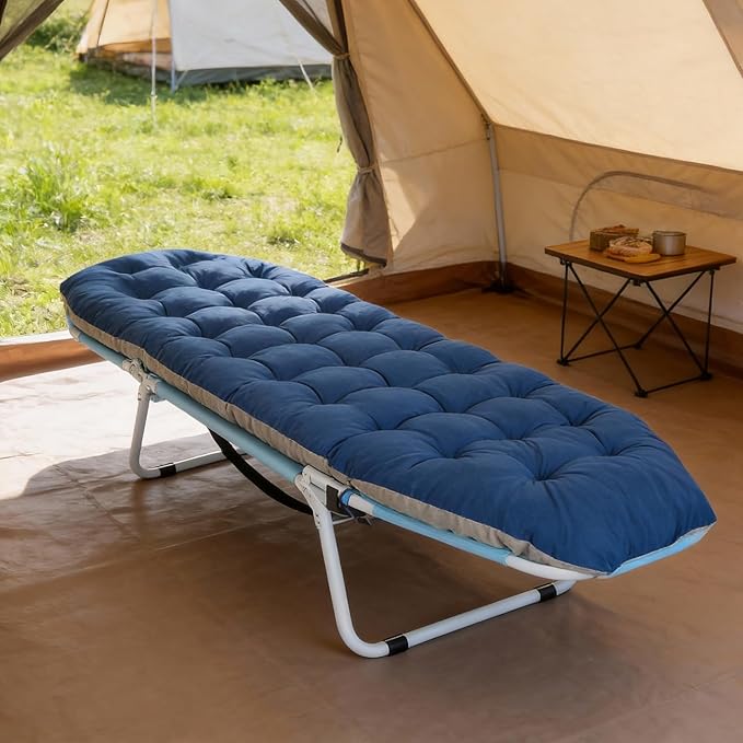 LILYPELLE Folding Camping Cot, Extra Wide Heavy Duty Sleeping Cots with Carry Bag, Double Layer Oxford Portable Travel Camp Cots for Home, Office Nap and Outdoor Beach