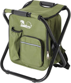 LEADALLWAY Fishing Chair with Cooler Bag Compact Fishing Stool Foldable Camping Chair