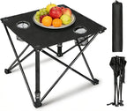 Folding Camping Table, Portable Pinic Table with 2 Cup Holders & Carry Bags, Rollup Camping Table Lightweight Beach Table for BBQ, Camping, Picnic and Indoor Use