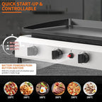 SKOK 4 Burner Flat Top Gas Griddle-30 Inch Outdoor Propane Griddle-40000 BTU Propane Fuelled, Portable Gas Grill Camping Griddle Station for Kitchen, BBQ, Camping