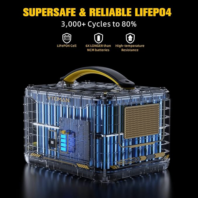 VTOMAN Jump 1500 Extra Battery, 1548Wh Large Capacity LiFePO4 Battery with BMS Protection for Camping, Home Backup, Suitable for VTOMAN Jump 1500X/Jump 1800 Portable Power Station Expand Capacity