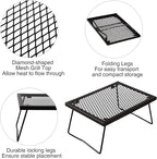 REDCAMP Folding Campfire Grill Heavy Duty Steel Grate, Portable Camp Fire Cooking Racks for Over Fire Pit