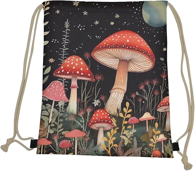 Upetstory Hippie Mushroom Drawstring Backpack Bags Cinch Sackpack Workout Gym Draw String Bag Portable Back Pack for School,Home,Travel,Sports Storage Pouch