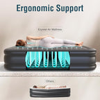 Queen Air Mattress Queen with Built in Pump 16" Double Height Inflatable Mattress with Soft Flocked Top & Carry Bag Adjustable Blow Up Mattress Portable Air Bed for Guest Indoor