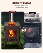 Upgraded Portable Wood Stove for Camping, Compact Tent Stove with Large Firebox, High Airtightness for Outdoor Cooking & Heating