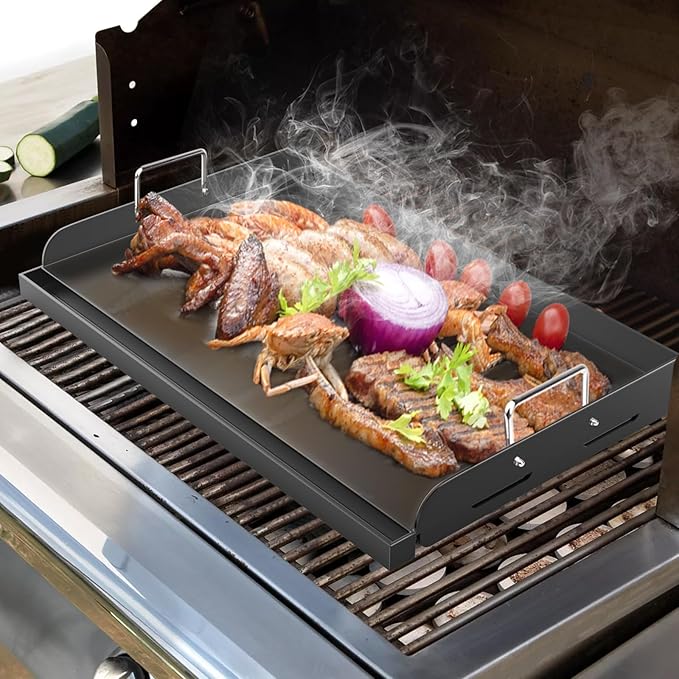 Griddle for Gas Grill, 25" x 16" Nonstick Coating Universal Griddle Flat Top Plate Insert for Gas Stove/Charcoal/Gas, Large Flat Top Griddle Plate for Camping, Tailgating, Parties
