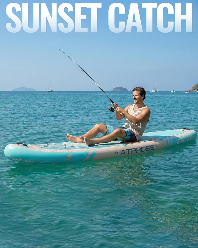 10'6''x33''Inflatable Stand Up Paddle Board, 400lbs Extra Wide Stand Up Paddleboard with Kayak Seat, Anti-Slip EVA Deck Premium SUP Accessories Kit, Non-Slip Stable Deck Boat for Yoga Fishing Surf
