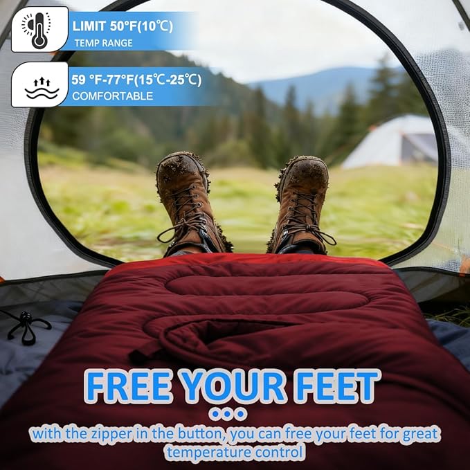 oaskys Camping Sleeping Bag - 3 Season Warm & Cool Weather - Summer Spring Fall Lightweight Waterproof for Adults Kids - Camping Gear Equipment, Traveling, and Outdoors