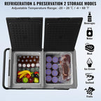 VEVOR Car Refrigerator, 12 Volt Car Refrigerator Fridge, 121.4QT Dual Zone Portable Freezer with Wheels and Handle, -4℉-68℉, 12/24V DC and 100-240V AC Compressor Cooler for Outdoor, Camping