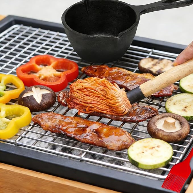 Cast Iron Basting Pot and Sauce Pan Set – Small Cast Iron Melting Pot for Butter, Sauces, Garlic – Perfect for Grilling, Camping, Kitchen & Outdoor Stove Use – Premium BBQ Accessories