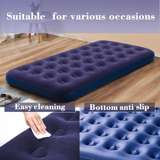 Twin Size Air Mattress Inflatable Bed, Blow Up Mattress Camping Sleeping Pad