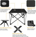 Folding Camping Table, Portable Pinic Table with 2 Cup Holders & Carry Bags, Rollup Camping Table Lightweight Beach Table for BBQ, Camping, Picnic and Indoor Use