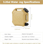 ASIEIT 3.2 Gallon Water Jug with Spigot, Portable Water Tank BPA Free, Leak-Proof Water Containers for Camping Water Storage Containers for Emergency Outdoor Hiking Picnic, Green/Black/Yellow