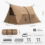 OneTigris ASH Canopy Hammock Hot Tent, Spacious Waterproof Windproof 4 Season Tent with Poles for Camping, Hiking, Bushcrafting, Survivalist, Car Trips
